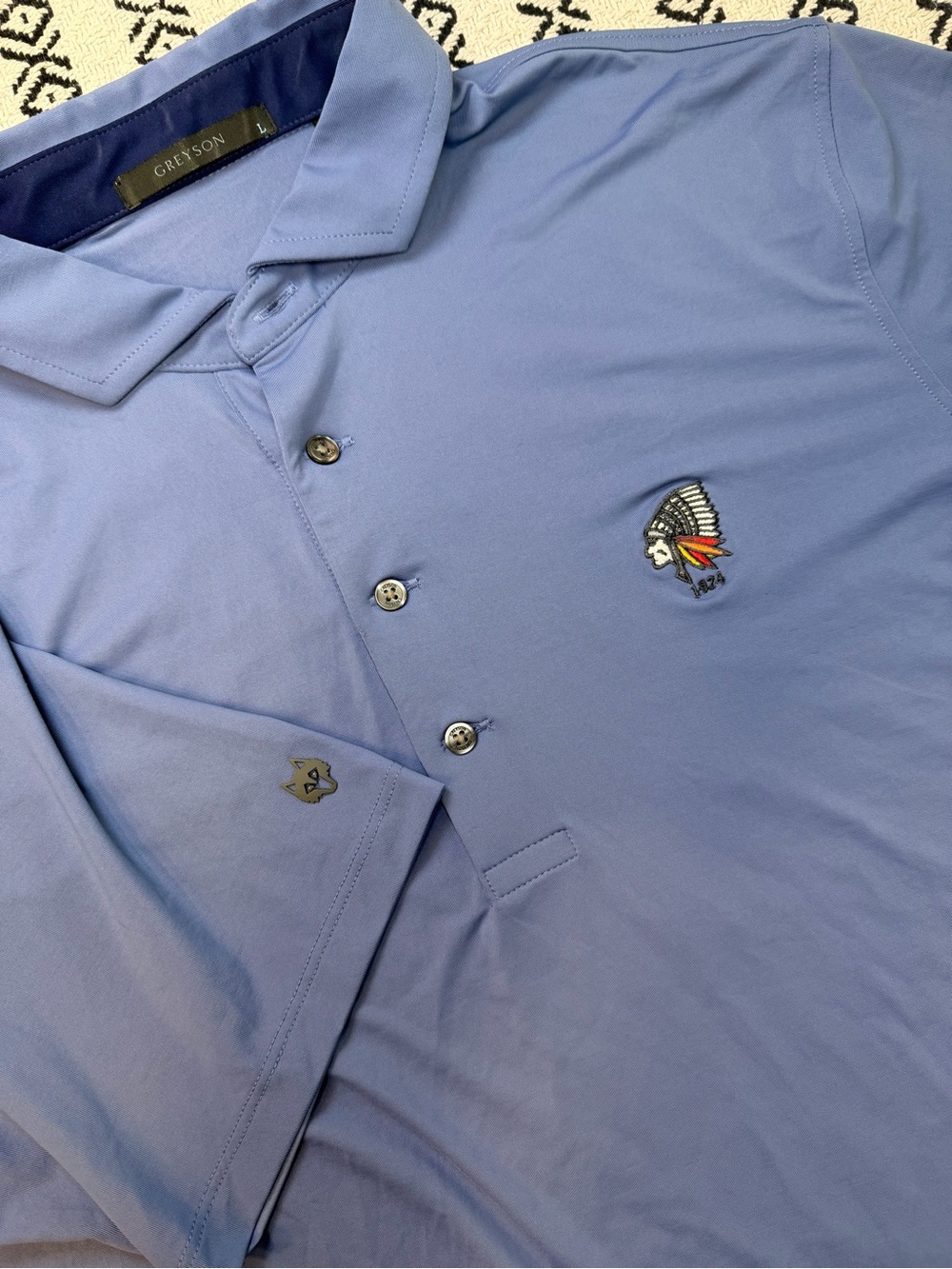 Greyson Shinnecock Hills Golf Polo Shirt Mens Large Sky Blue US Open Performance